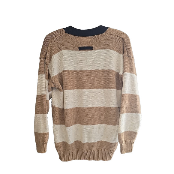 Vtg Michelle Stuart Crest Striped Dark Academia Cardigan Sweater Womans Large - Picture 2 of 8